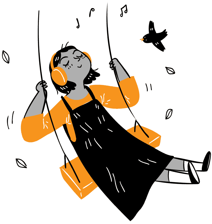 Girl Swinging on a Swing Set