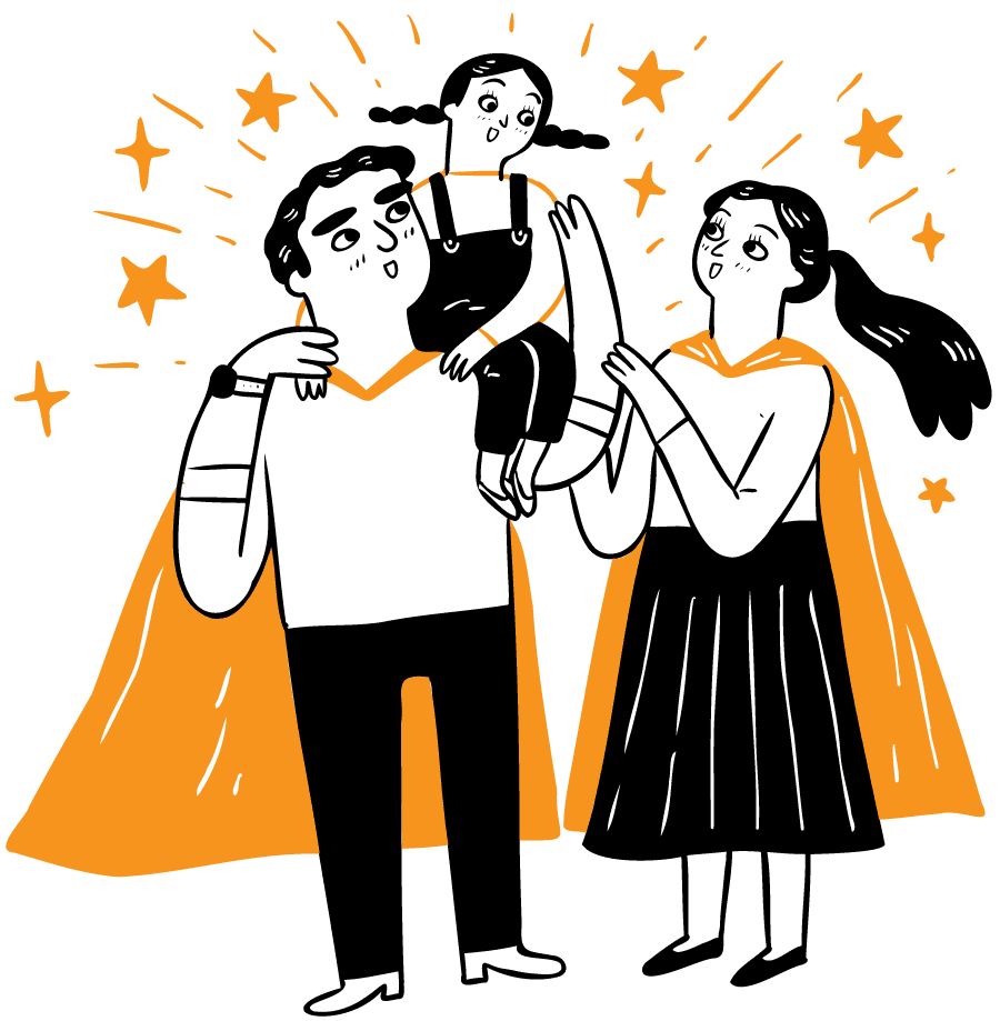 Parents and Child Celebrating