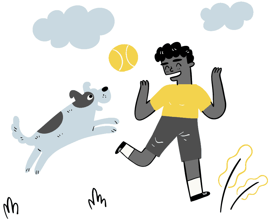 Boy Playing with Dog